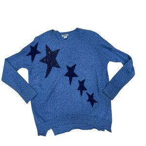 🌟 Premise Women’s Blue 100% Cashmere Star Sweater – Size M 🌟